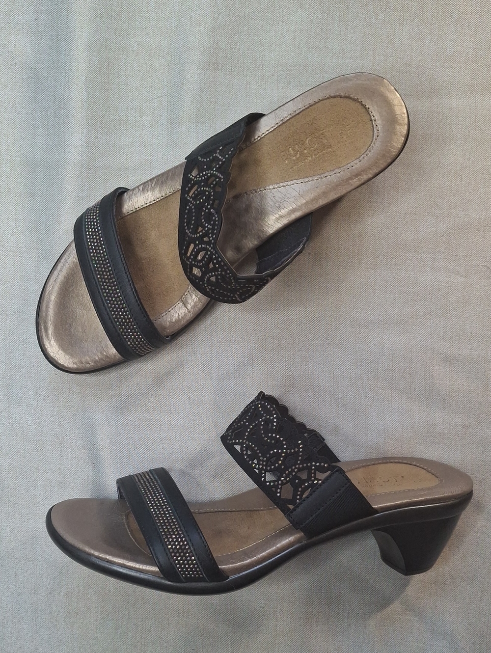 NAOT Contempo Black Leather Cutout Studded Slide Sandals Mules EU 40 US 9